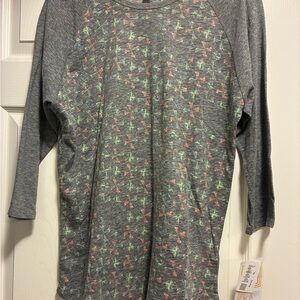 LuLaRoe Gray Randy with Colorful Pattern NWT soft cotton Size XL